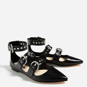 Zara NWT black pointed toe flats